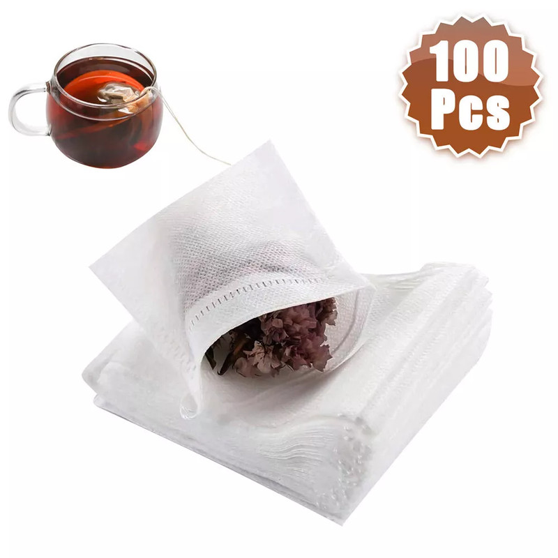 400Pcs Disposable Tea Bag Drawstring Flip Empty Teabags Herb Loose Tea Filters