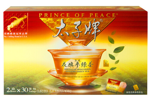 PRINCE OF PEACE AMERICAN WISCONSIN GINSENG GREEN TEA (30 TEA BAGS)