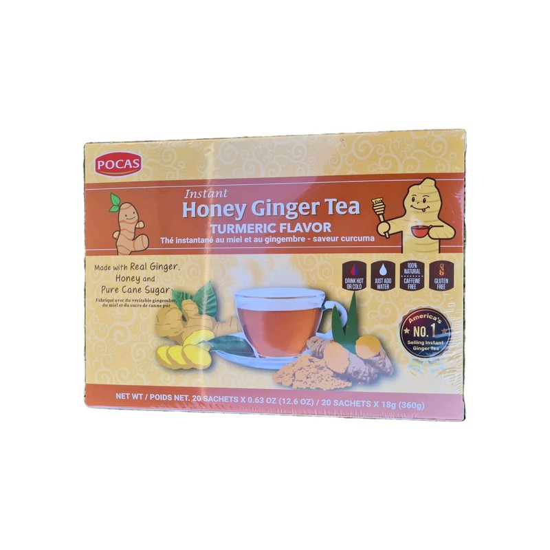 Honey Ginger Tea – Instant Tea Powder Packets with Turmeric Ginger Honey Crystal