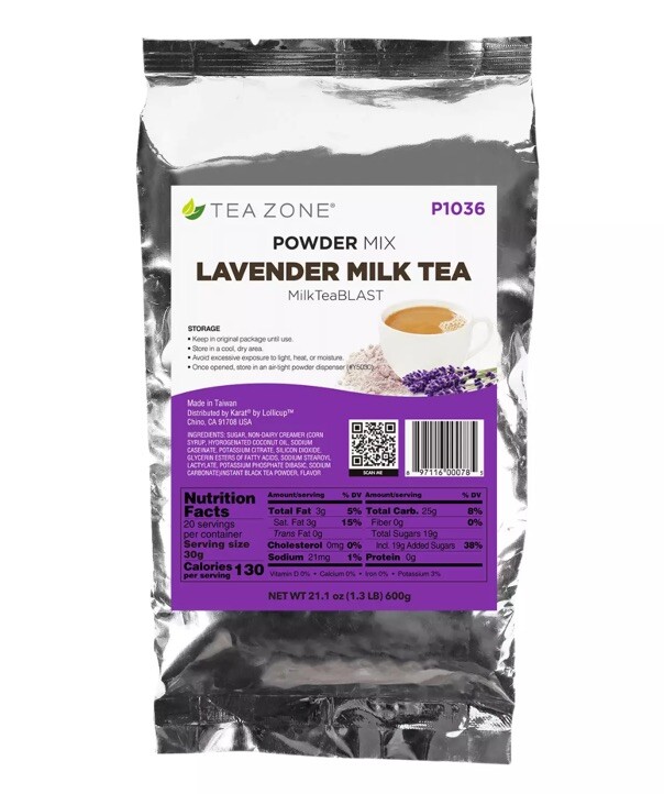 (12) Bags Of Tea Zone Lavender Milk Tea Powder/ for Milk Tea(1.32 lbs, P1036)