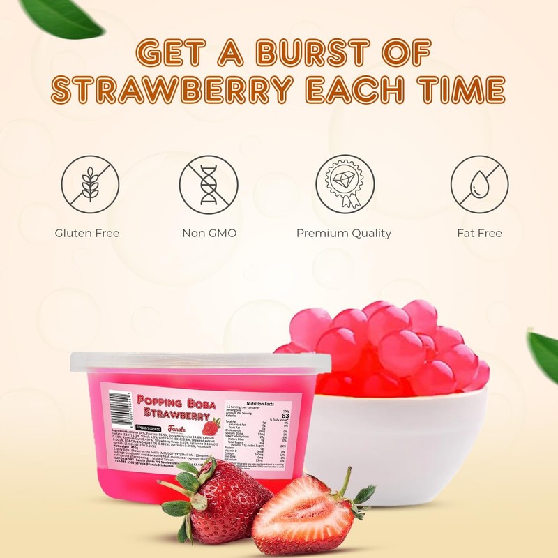Popping Boba Pearls for Bubble Tea - 2 lb (1 lb X 2) | Strawberry | Bursting ... gallery