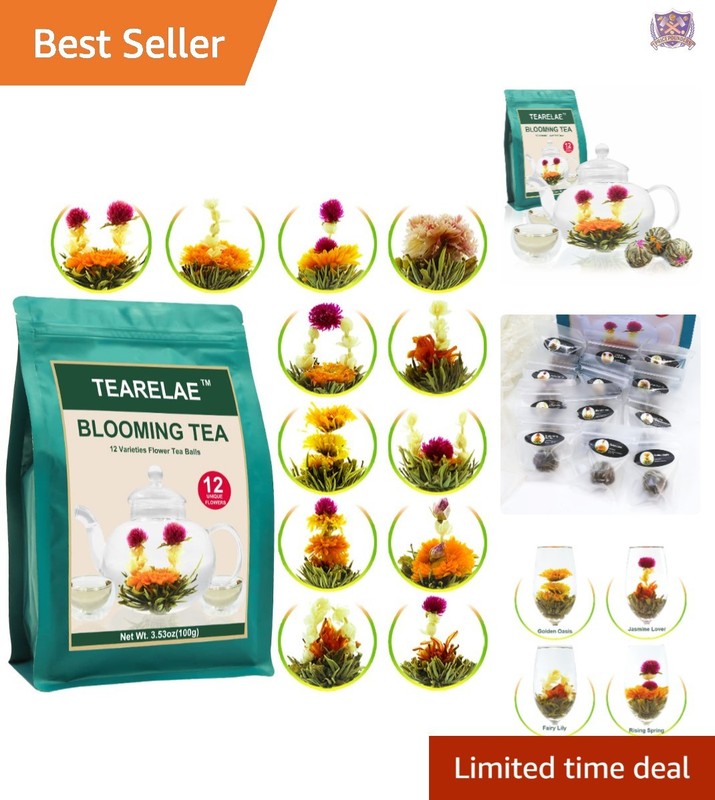 Blooming Tea Flowers 12pcs Green Tea & Edible Flowers Individually Sealed