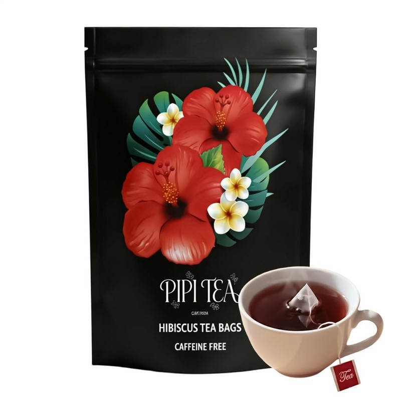 PiPi Tea Organic Hibiscus Tea Bags,Caffeine Free Herbal Tea Rich in Antioxidants