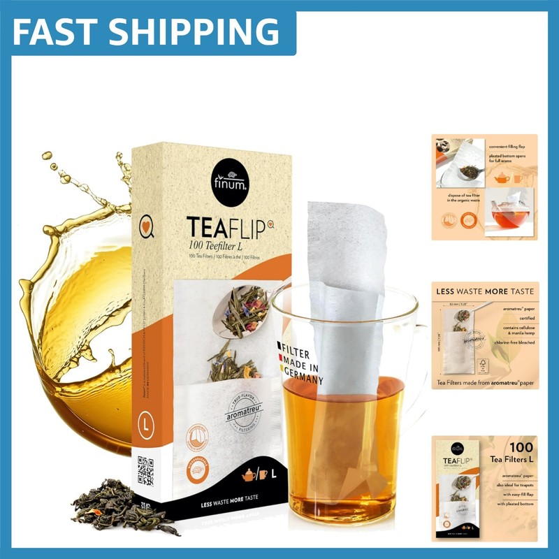 Sustainable 100-Pack Paper Tea Filters – Large, Double-Fold Design for Loose Tea