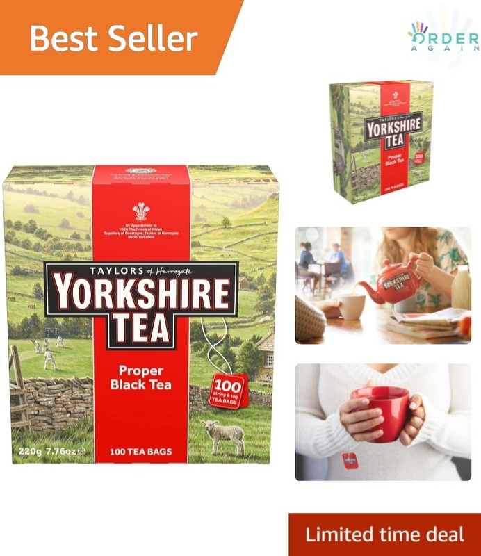 Black Tea Bags Yorkshire Red 100 Count Refreshing Classic Breakfast Blend