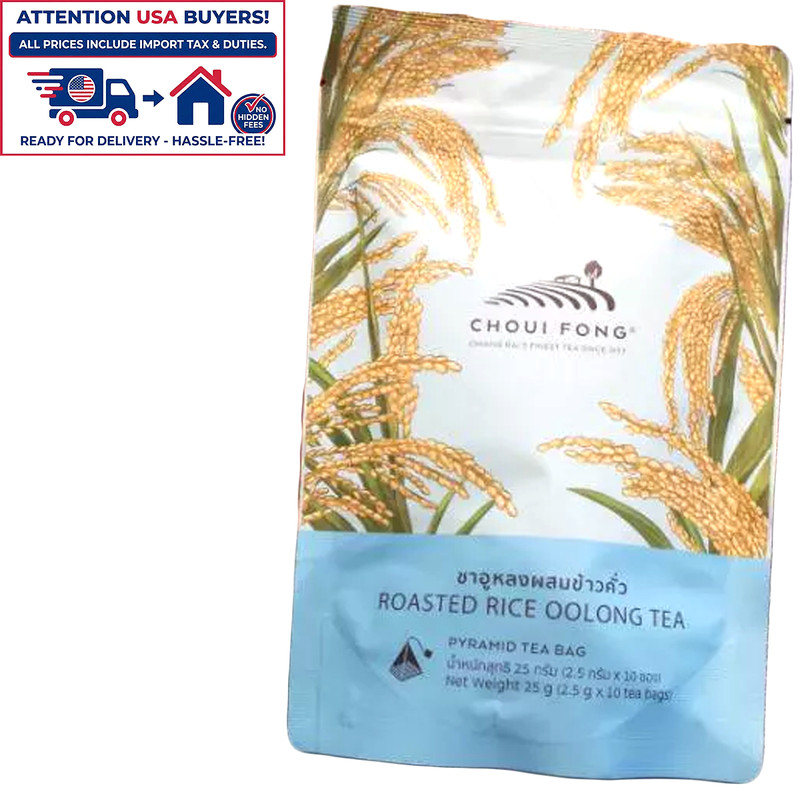 Choui Fong Roasted Rice Oolong Tea – 10 Premium Pyramid Tea Bags, Toasty & Relax