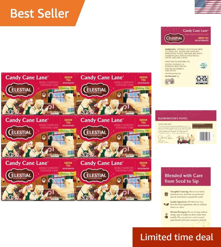 Decaffeinated Green Tea Candy Cane Lane – 6 Pack, 18 Count Boxes – Gluten-Free