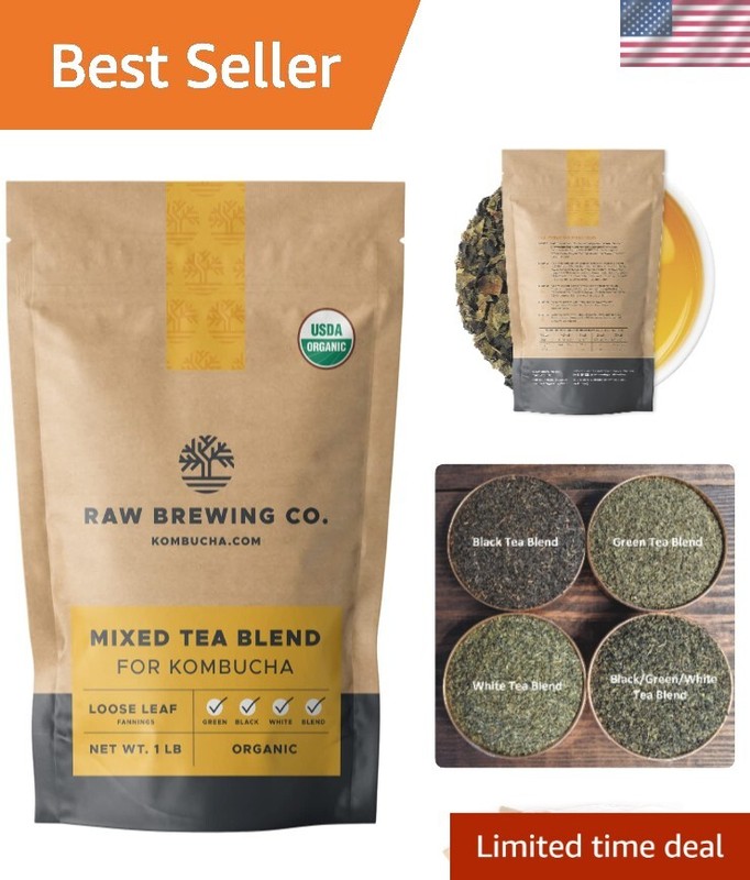Organic Kombucha Brewing Blends – 1 Pound Black/Green/White Tea – 50 Gallons