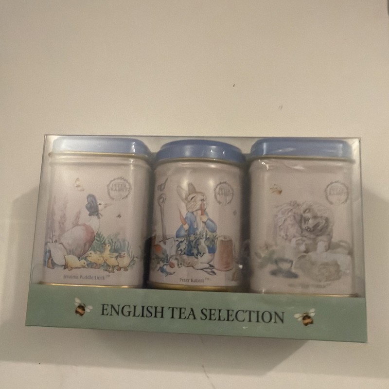 Peter Rabbit 3X Mini Tea Tins with Loose Leaf English Tea, Beatrix Potter Gift,