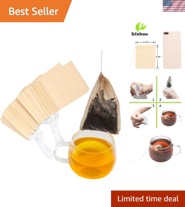 Natural Disposable Tea Infuser Bags with Drawstring – Eco-Friendly (Set of 100)