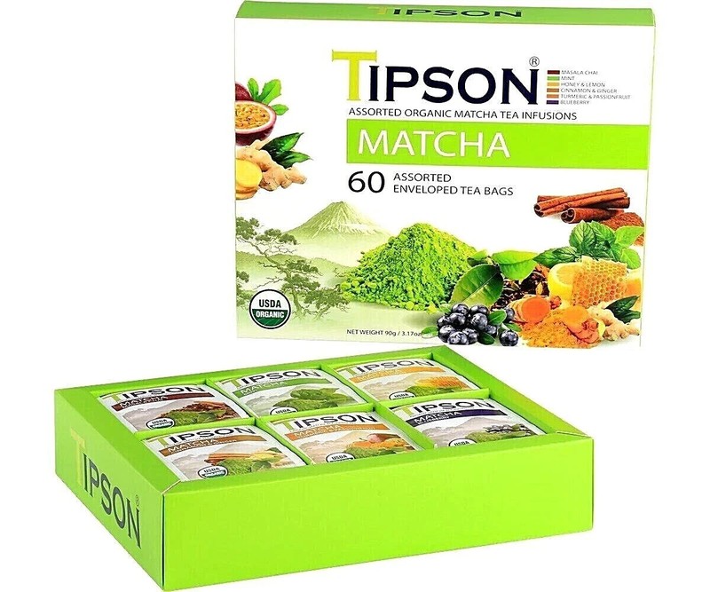 Tipton Organic MATCHA Tea Infusions, BB 2028, Lot of 60 Bags, Free Shipping