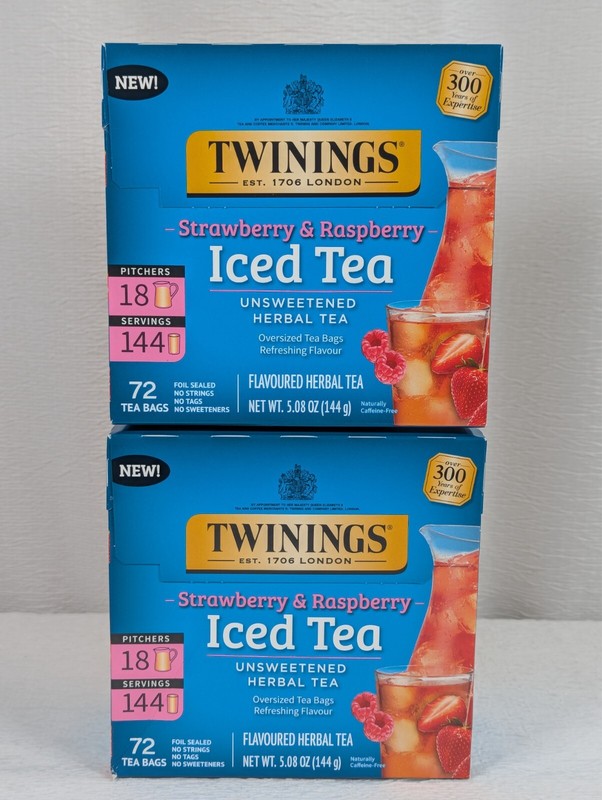Twinings – Strawberry & Raspberry – Iced Tea Bags – 72 ct – 2 Packs – exp: 01/27
