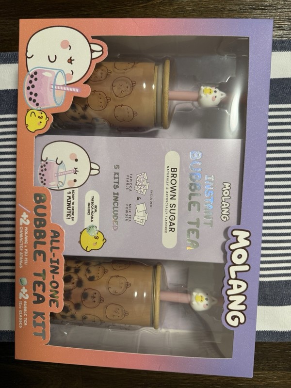Molang All-In-One Bubble Tea Kit Brown Sugar 6 Milk Tea 6 Tapioca 2 Glasses
