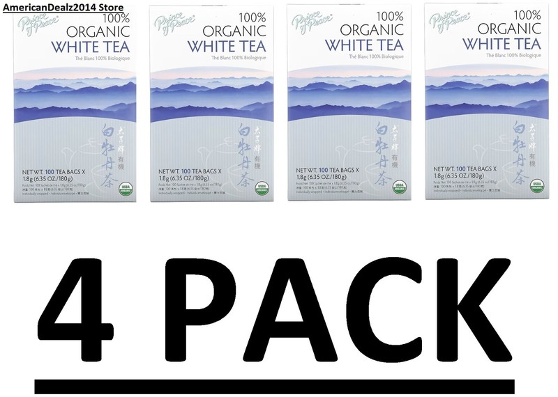 4 PACK – Prince of Peace, 100% Organic White Tea, 100 Tea Bags EXP: 08/2026