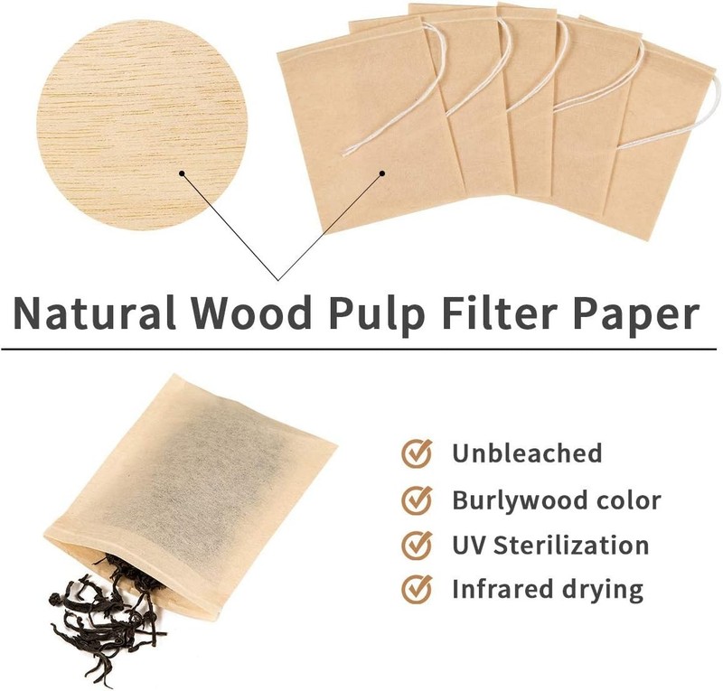 400Pk Disposable Drawstring Tea Filter Bag Safe & Natural Unbleached Paper 7x9cm gallery