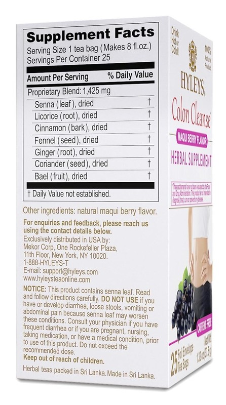 Hyleys Colon Cleanse Tea Maqui Berry Flavor - 25 Tea Bags (1 Pack) gallery