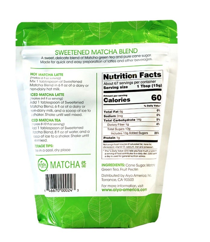 Aiya Sweetened Matcha Blend Powder - Matcha Latte Powder 2.2lbs (1Kg) gallery