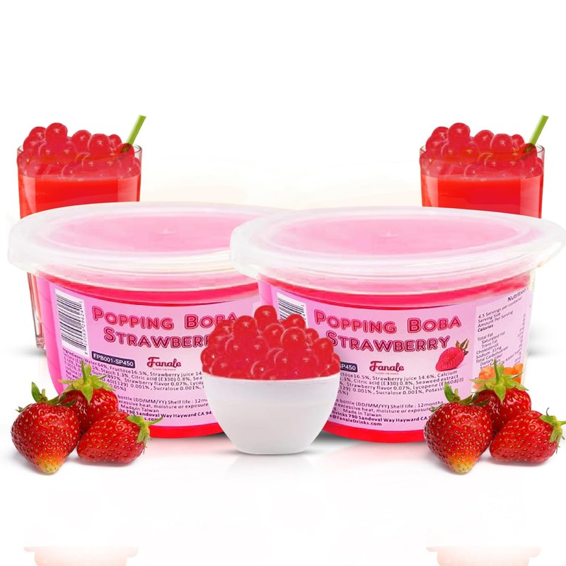 Popping Boba Pearls for Bubble Tea - 2 lb (1 lb X 2) | Strawberry | Bursting ...