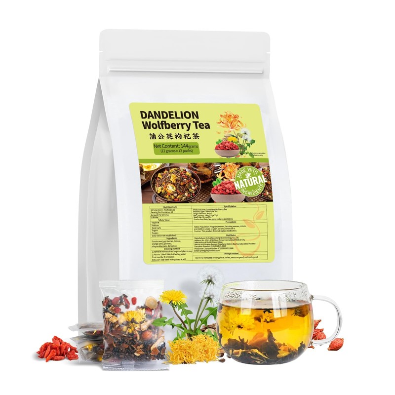 Dandelion Wolfberry Tea, Natural Tea (1 Pack/12 Bags)
