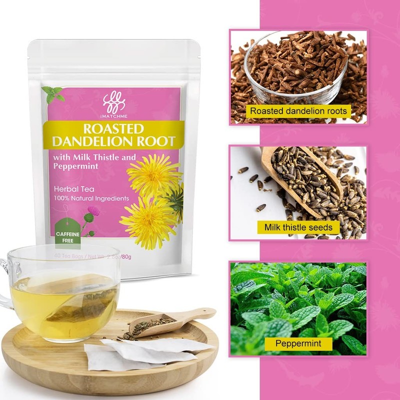 Roasted Dandelion Root Tea with Milk Thistle and Peppermint - Herbal Tea for Cle gallery