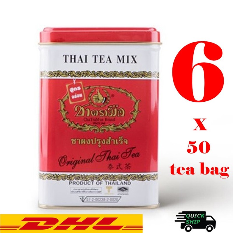 6 x 50 teabags (200g.) Authentic Original Thai Tea Mix "Cha Tra Mue" Halal DHL