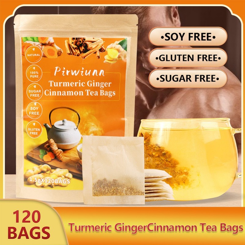 120 Premium Turmeric, Ginger, Cinnamon Blend Tea Bags, Natural No Additive