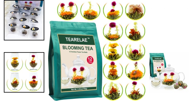 Individually Wrapped Blooming Tea Variety - 12 Antioxidant-Rich Flowering Balls gallery