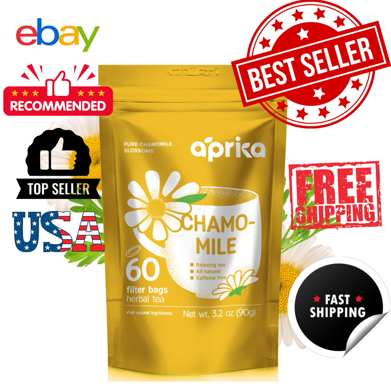 Pure Chamomile Tea - no stems, 100% Natural Herbal Tea, 60 bags, USA seller
