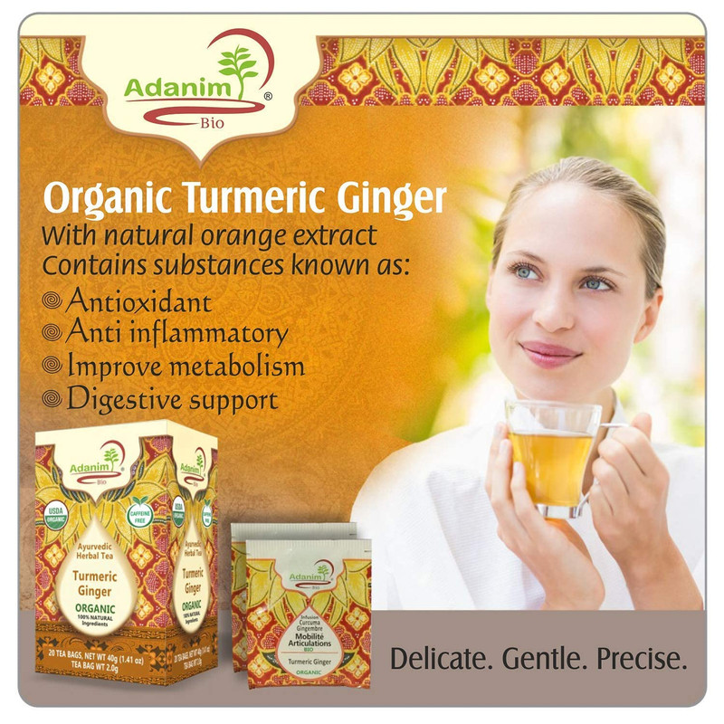 Ginger Turmeric Tea, Value Pack 80 Teabags, Caffeine-Free Organic Blend of Sooth gallery