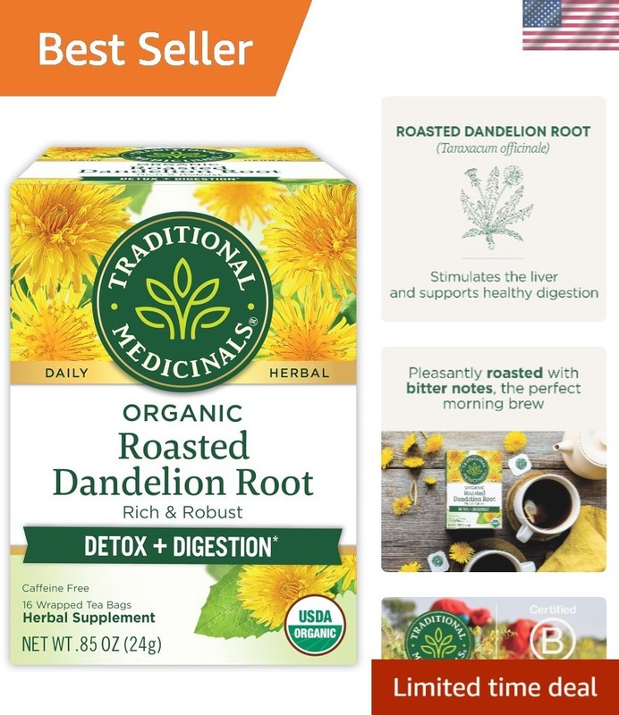 Organic, Roasted, Dandelion Root Tea – Supports Normal Detox + Digestion – Ko…