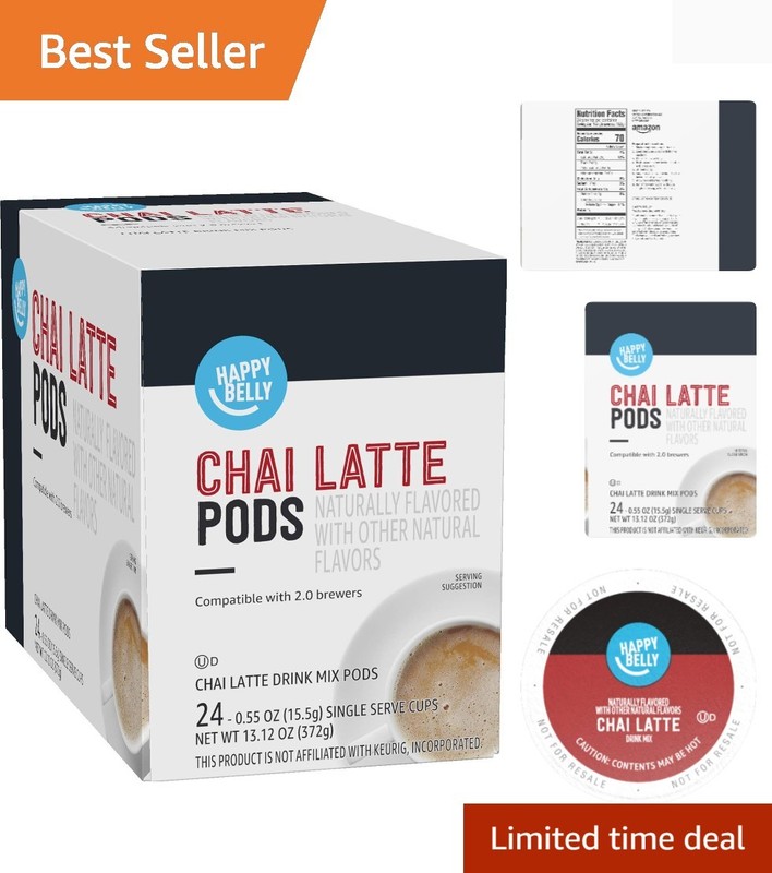 24 Count Chai Latte Tea Pods - High Caffeine & Convenient Brewing Luxury