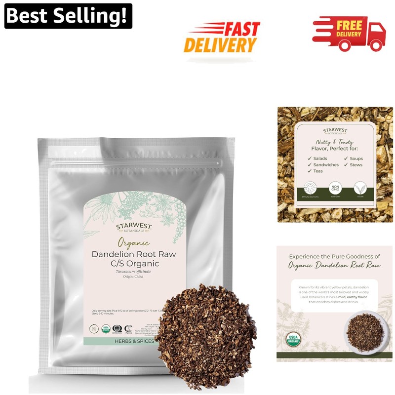Hand-Picked Organic Dandelion Root Tea - 16oz Loose Leaf for Detox Health