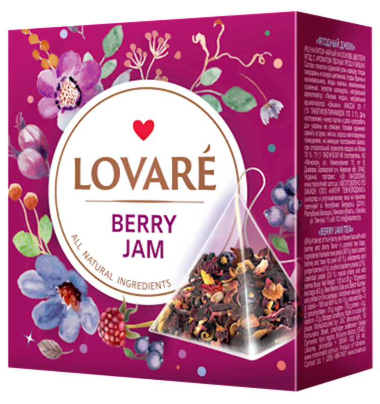 LOVARE Flower Tea “BERRY JAM” 15 Pyramids Made in UKRAINE Feel The Love