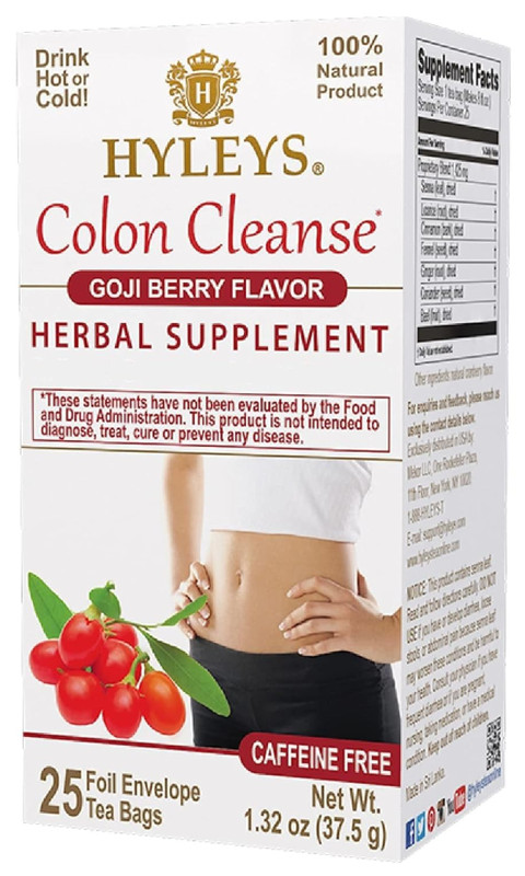Hyleys Colon Cleanse Tea Goji Berry Flavor – 25 Tea Bags (1 Pack)