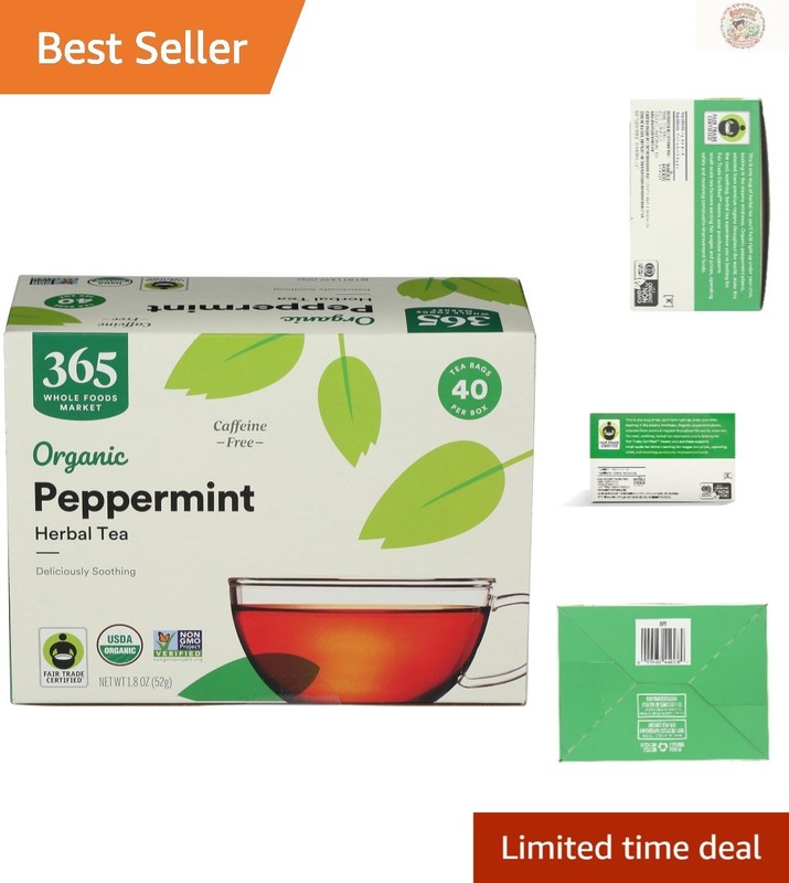 40 Count USDA Organic Peppermint Tea – Refreshing & Relaxing Herbal Brew