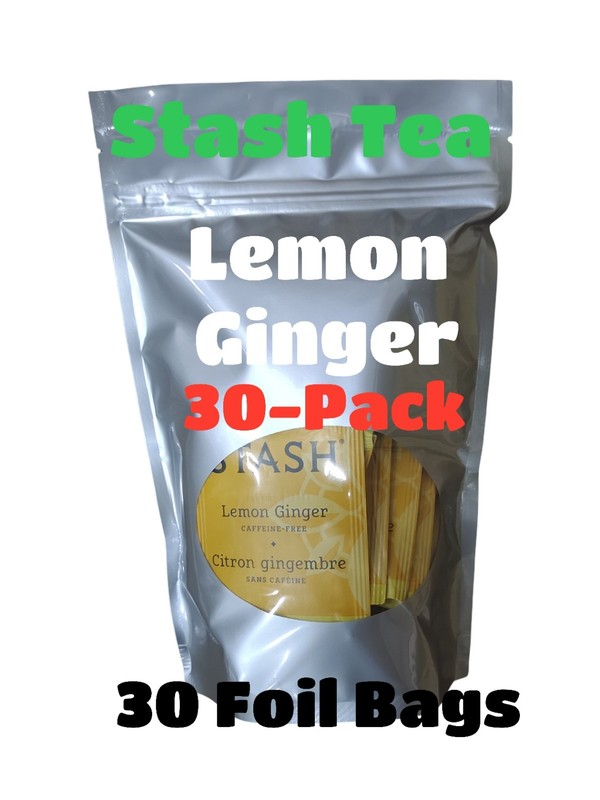 LEMON GINGER TEA 30 Bags Non-GMO Kosher STASH TEA Caffeine Free