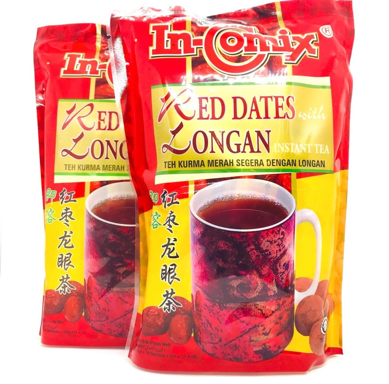 2 X In-Comix Red Dates & Longan Tea 18s | Instant Drink | Herbal Malaysia Blend