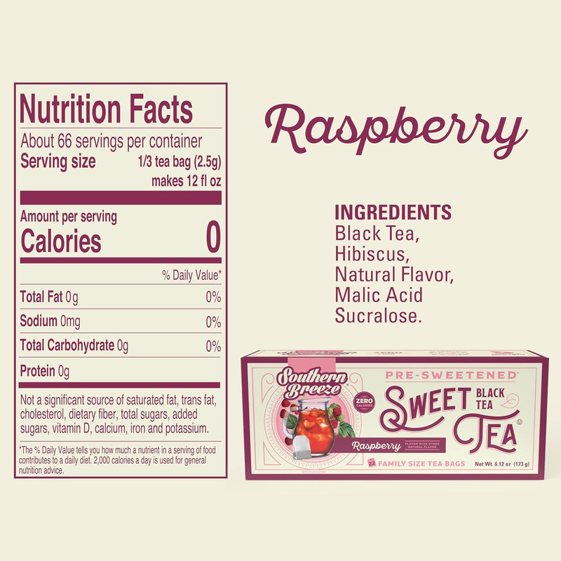 Hot Brew Sweet Tea Raspberry Iced Tea with Black Tea and Zero Carbs Zero Sugar, gallery