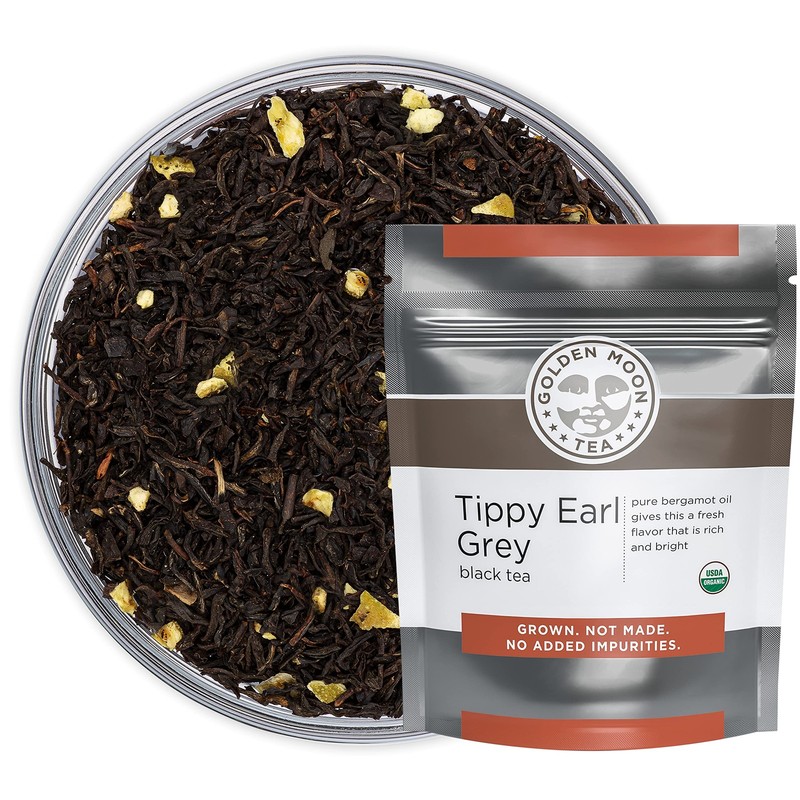 Organic Tippy Earl Grey Black Tea – Real Bergamot Peels & Extract – Loose Leaf,