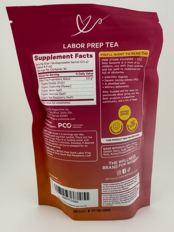 Pink Stork Labor Prep Tea w/ Red Raspberry Leaf + Nettle. Exp - 01/06/2028 gallery