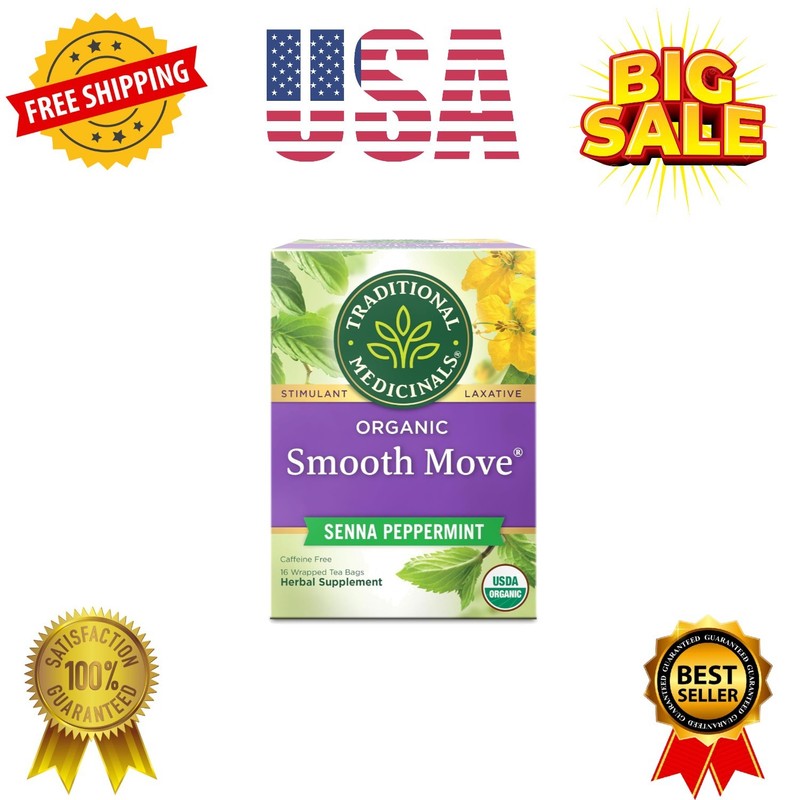 Organic, Smooth Move Tea, Peppermint & Senna – Helps Relieve Constipation Ove…