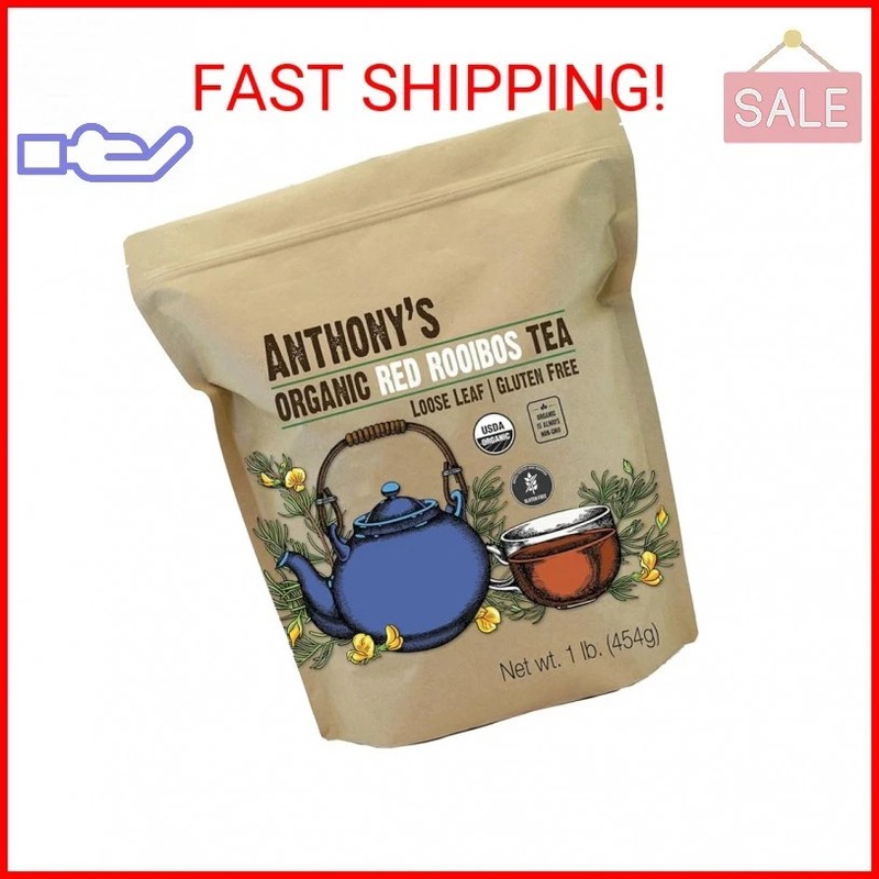 Anthony’s Organic Red Rooibos Loose Leaf Tea, 1 lb, Gluten Free, Non GMO, Non Ir