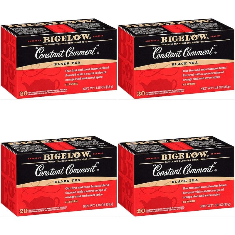 4x Boxes Bigelow Constant Comment Black Tea | 20 Pouches Per Box | 1.18oz