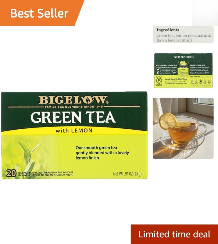 Delicious Bigelow Green Tea with Lemon, Caffeinated & Antioxidant Rich – 20 Bags