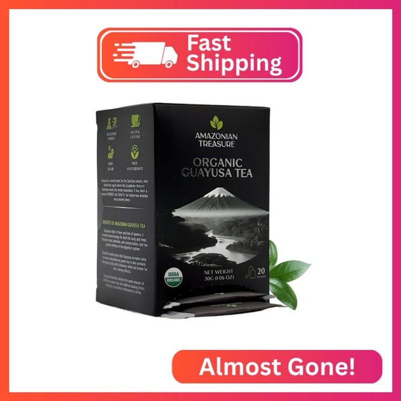Amazonian Treasure, Organic Guayusa Tea Bags – 20 Count Box, Smooth Beverage Opt