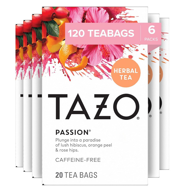 Passion Herbal Tea Bags, Iced or Hot, Caffeine-Free, 120 Total Tea Bags (20Ct –