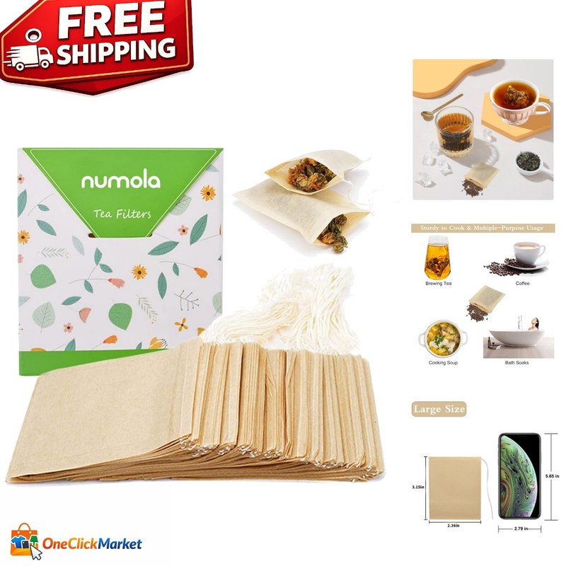 Organic Disposable Tea Bags – 100 Count Unbleached Filter Bags for Loose Leaf