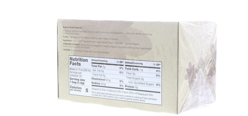 20 Count Organic Caffeine Free Herbal Tea Blend with Licorice and Peppermint gallery