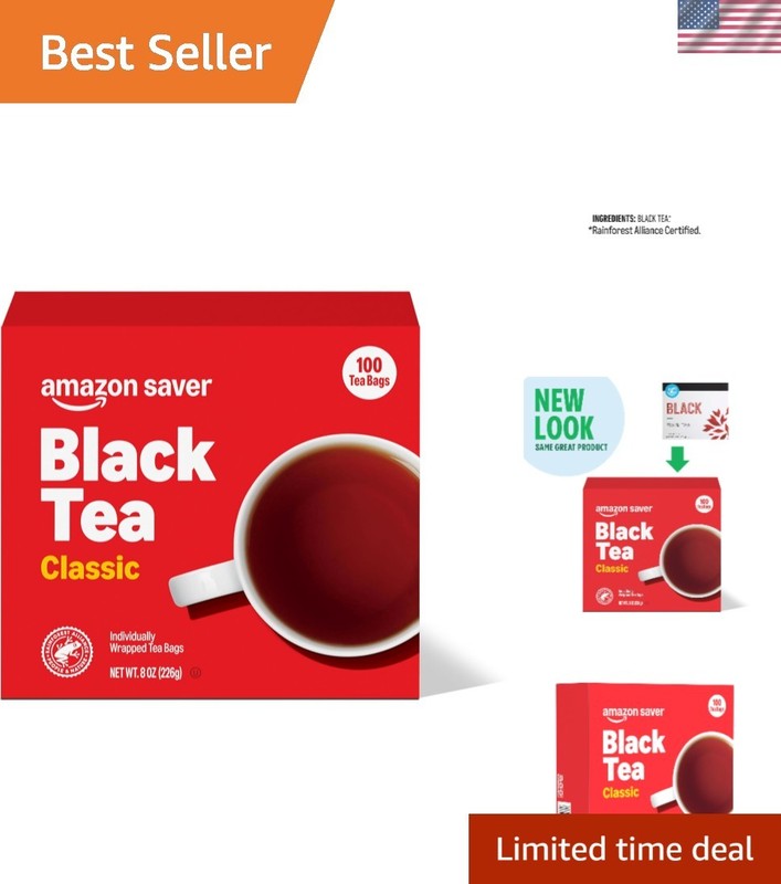 Classic Black Tea – 100 Individually Wrapped Bags, Caffeine-Free &