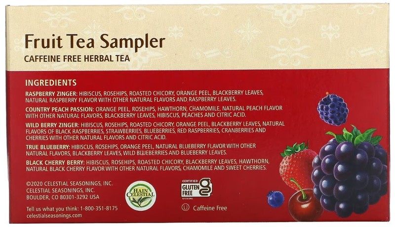 8 PACK - Celestial Fruit Tea Sampler, Caffeine Free, 5 Flavors, 18 Tea Bags EACH gallery